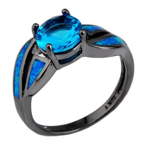 Claw Rings Ocean Blue Fire Opal Stone