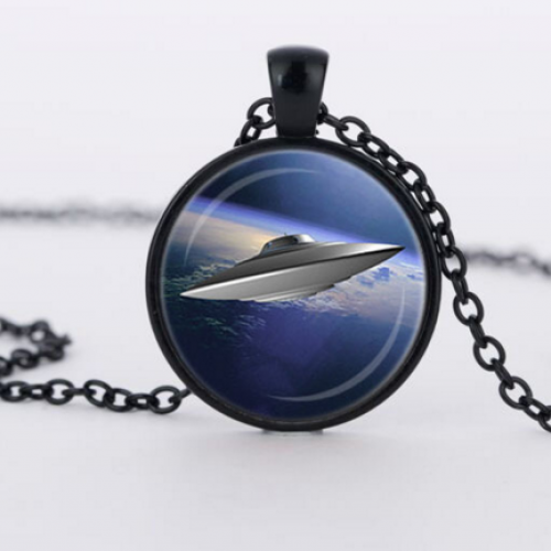 Sci Fi UFO Glass Cabochon Necklace